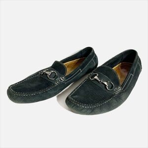 14th & Union Blue 🔵 Perforated Suede Leather Slip On Loafer Rubber Driving Sole